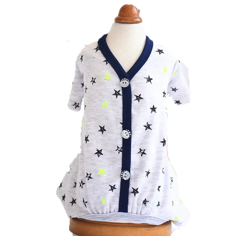 Dog Cat JumpSuit Shirt 100% Cotton Print Tracksuit For Small Cats Dogs Pet Puppy Floral Pajamas Pants T-Shirt Yorkies Chihuahua