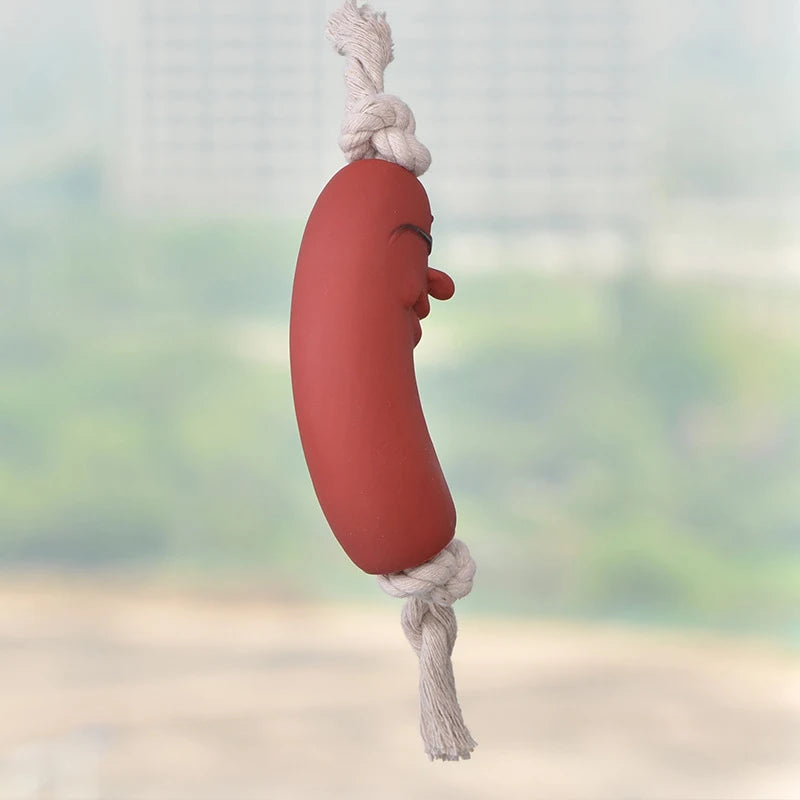 1Pcs Interactive Squeaky Pet Dog Chew Toys Teeth Cleaning Funny Brown Toy Rubber Sausage Products Toys For dog Pets accessories
