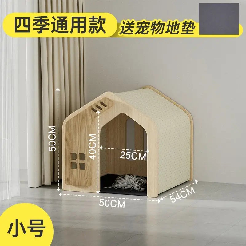 Solid wood cat nest Four seasons universal kennel Winter warm cat house dog house pet dog villa outdoor wooden house indoor