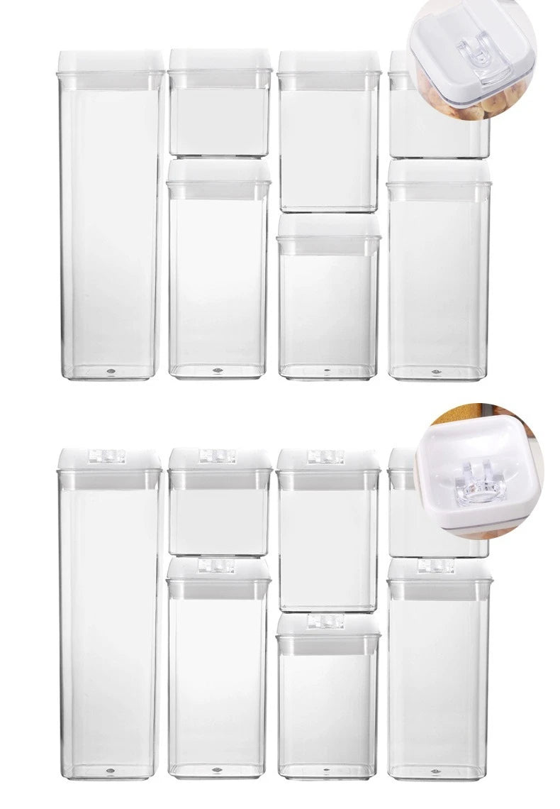 7pcs/set Food Storage Containers Plastic with Lids Kitchen Storage for Rice Sugar Flour Pasta Cereal Storage Containers