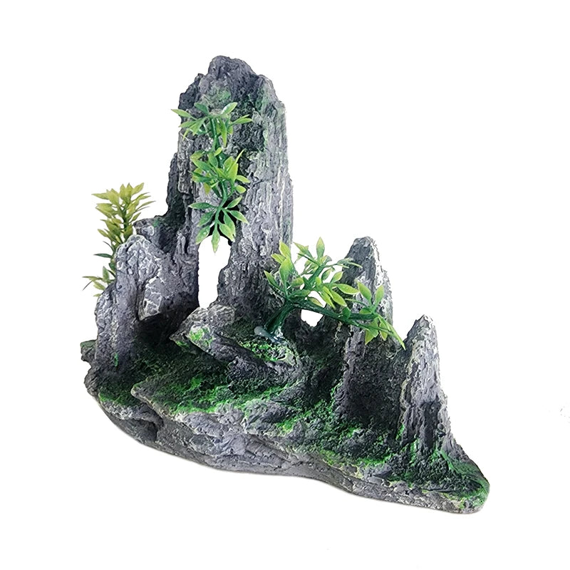 Resin Aquarium Rockery Mountain Decoration Artificial View Rock Cave Stone Tree Fish Tank Ornament Pet Supplies Home Decor New