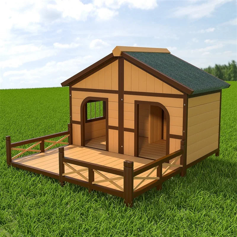 Solid wood dog house outdoor rainproof outdoor courtyard pet general   house large dog wooden dog cage wholesale