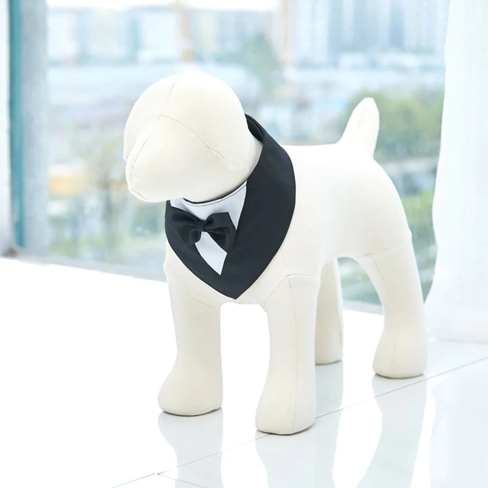 Pet Bow Tie Dog Collar Tuxedo Bandana Adjustable Formal Puppy Triangular Neck Wear for Wedding Birthday Dress-up Cosplay Party