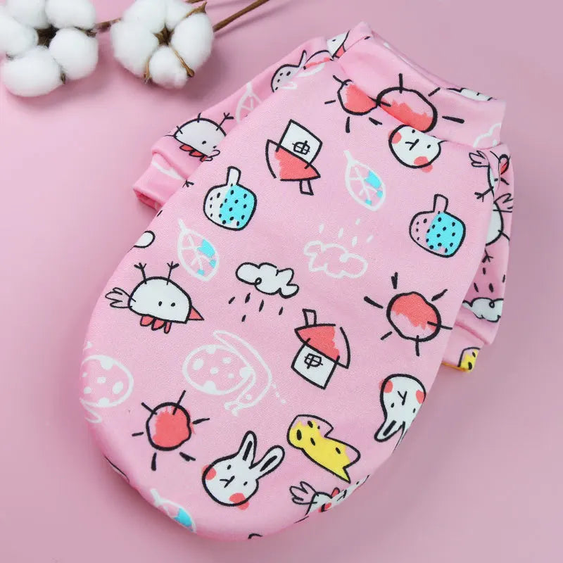 Pet Dog Costume Cute Printed Pet Coat Cotton Soft Pullover Dog Shirt Jacket Sweatshirt Hoodie Cat Clothes Suit Sweater Outfit