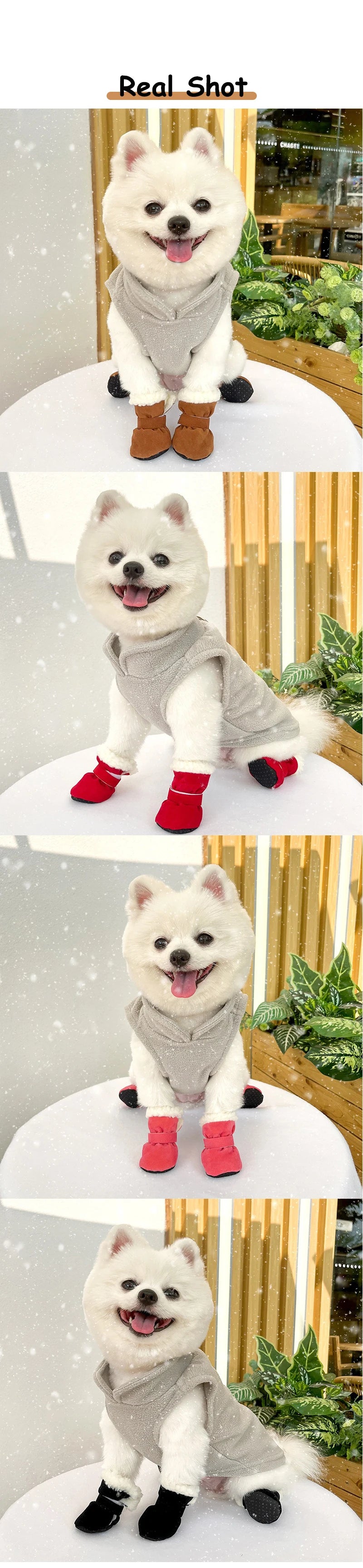 Solid Chamois Velvet Dog Socks Winter Outdoor Walking Chihuahua Non Slip Shoes for Puppy Soft Warm Accessories Feet Protector