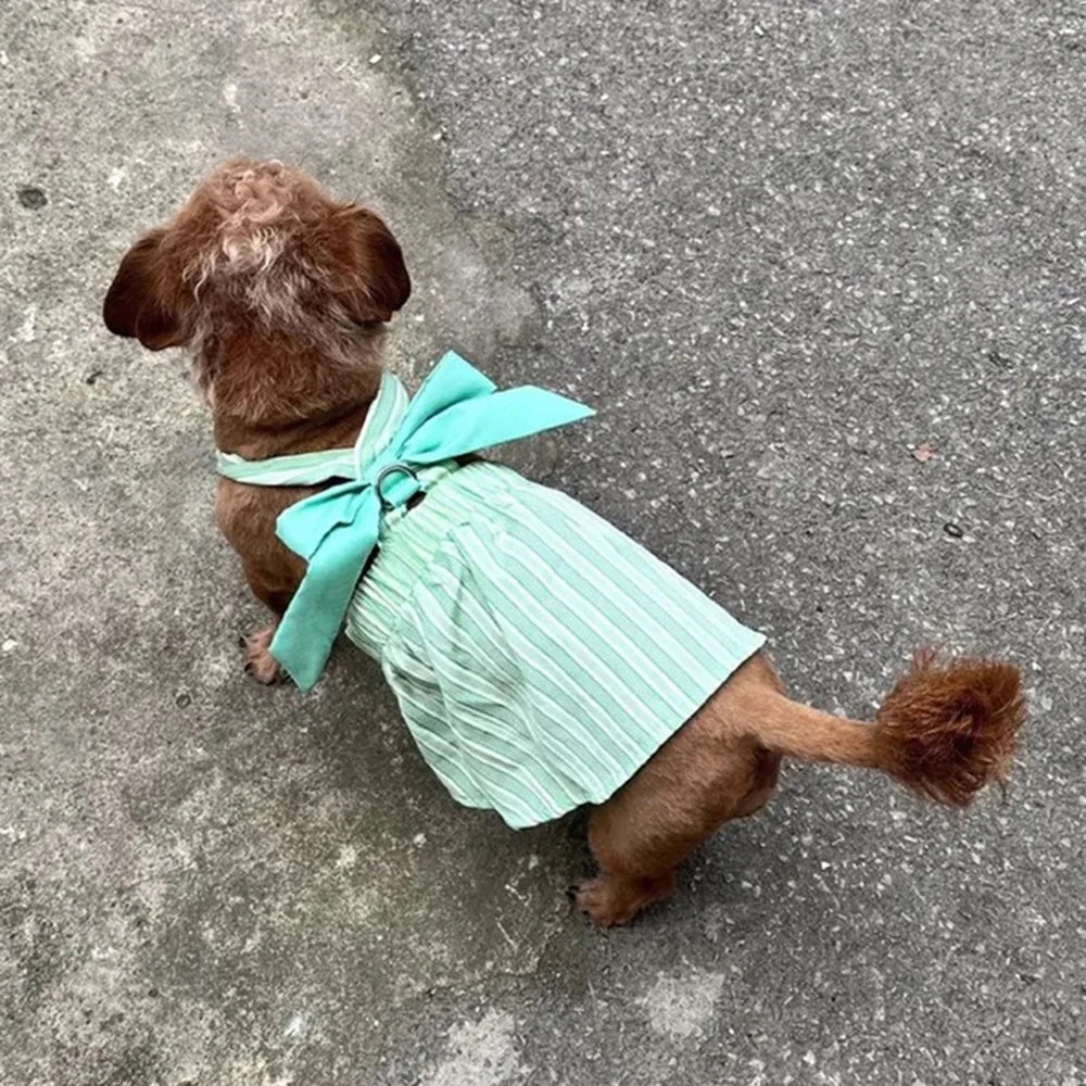 Summer Puppy Dog Skirt Dress with Buckle Sweet Stripe Pet Clothes for Small Dogs Pinscher Maltese mascotas Dresses disfraz perro
