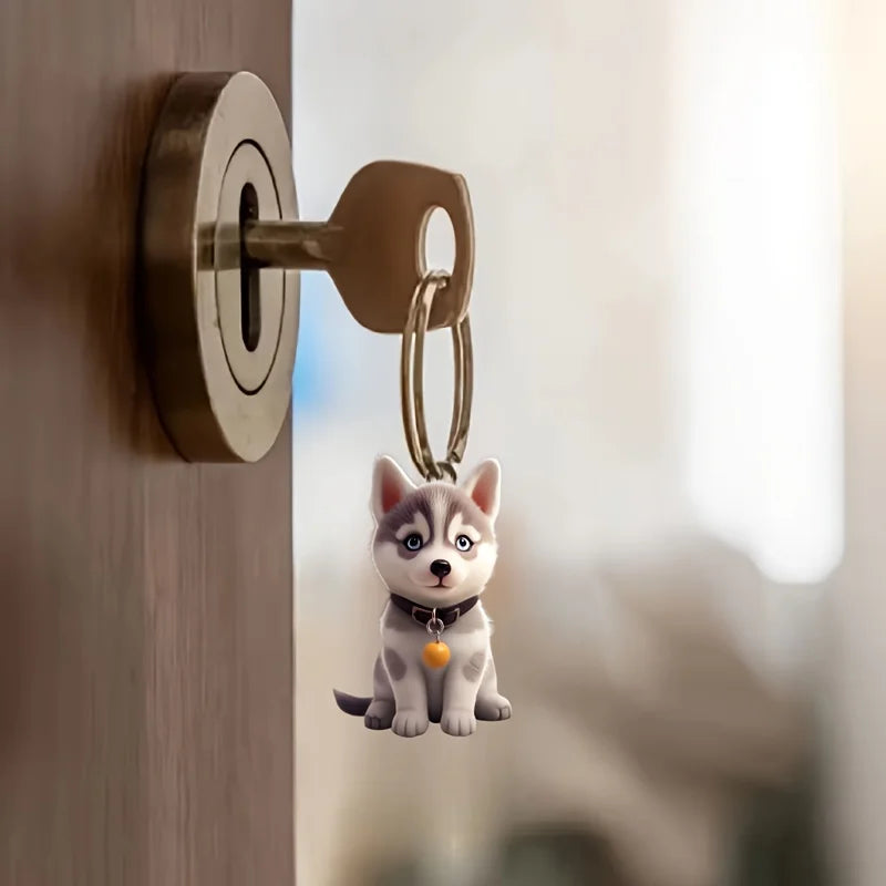 Husky Dog Cartoon Acrylic Keychain Cute Puppy Acrylic Pendant Versatile Charm for Car Mirror,Backpacks,Home,Festive,Gift & Decor
