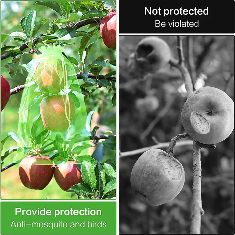 50pcs Fruit Protection Bags Anti-Bird Garden Netting Bags Strawberry Grapes Mesh Bag Plante Vegetable Netting Cover Garden Tool