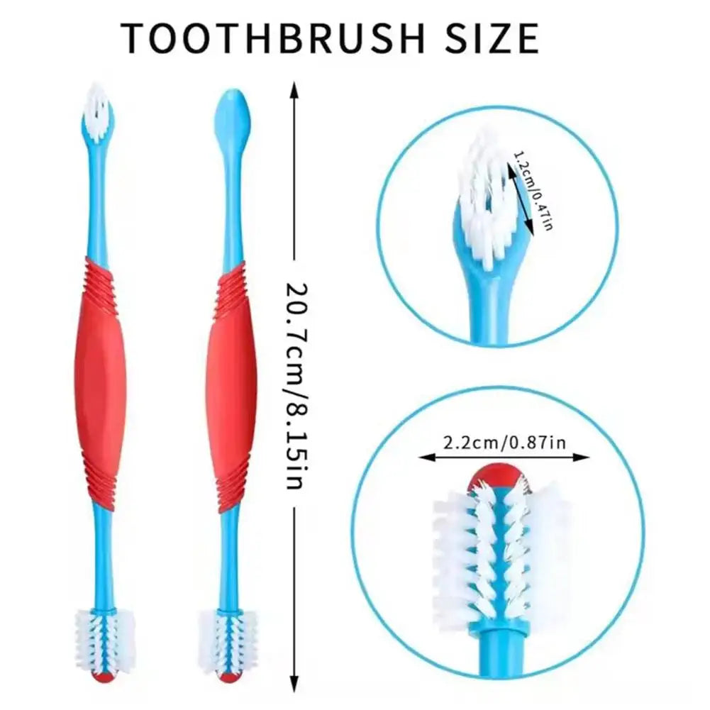 Double Head Pet Toothbrush Cat Dog Pet Cleaning Toothbrush Safe Food Grade Material Non-irritating Soft Hair Maintain Pet Oral H