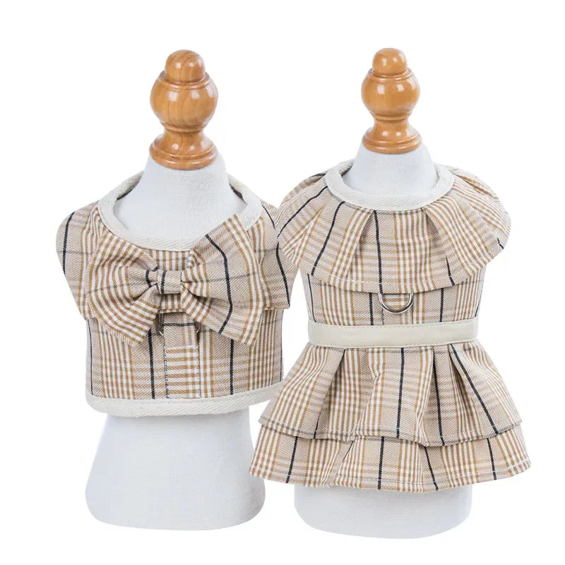 2023New Dog Harness Elegant Comfortable Breathable Pet Dress Collar For Small Dogs Fashion Lovers Vest Dog Harness and Leash Set