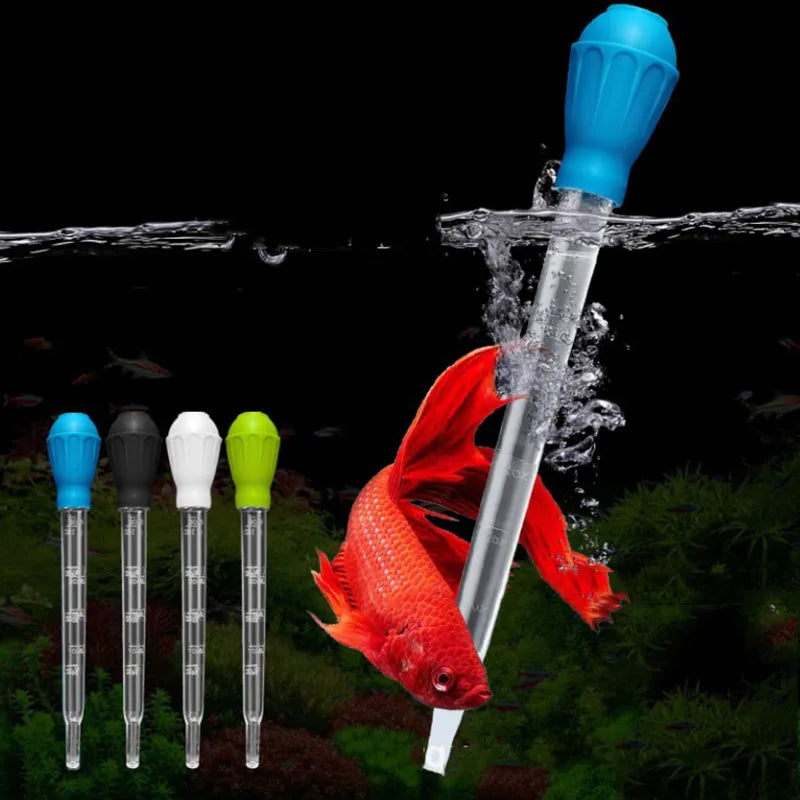 30ml Aquarium Clean Tool Pipette Fish Tank Siphon Pump Water Changer Aquarium Accessories with Extension Tube Four Colors