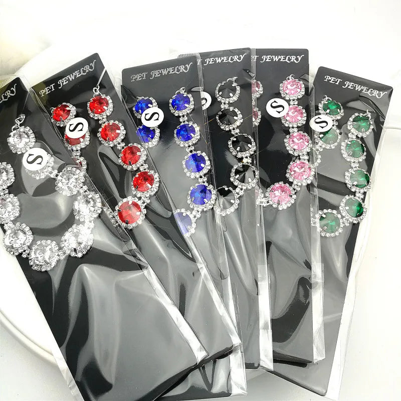 Adjustable Necklace Accessories for Dogs Cats, Bling Rhinestones Crystal Collar Party Wedding Princess Necklace for Small Breeds