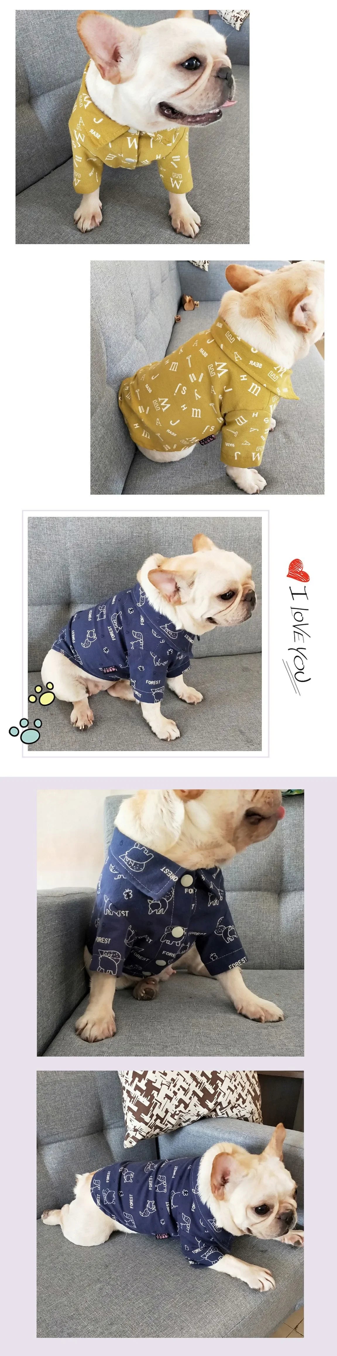 Casual Pet Dog Cotton T-Shirt Pets Fashion Letter Print Clothes For Small Medium Dog Cat French Bulldog Chihuahua Teddy Clothing