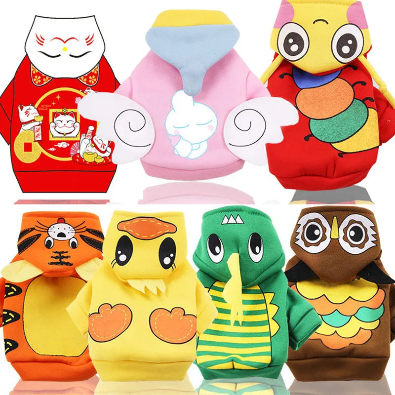 New Dog Clothes Autumn Winter Pet Products Pets Coats Soft Cotton Hoodies For Small Dogs Chihuahua Clothes Cartoon Pet Outfit