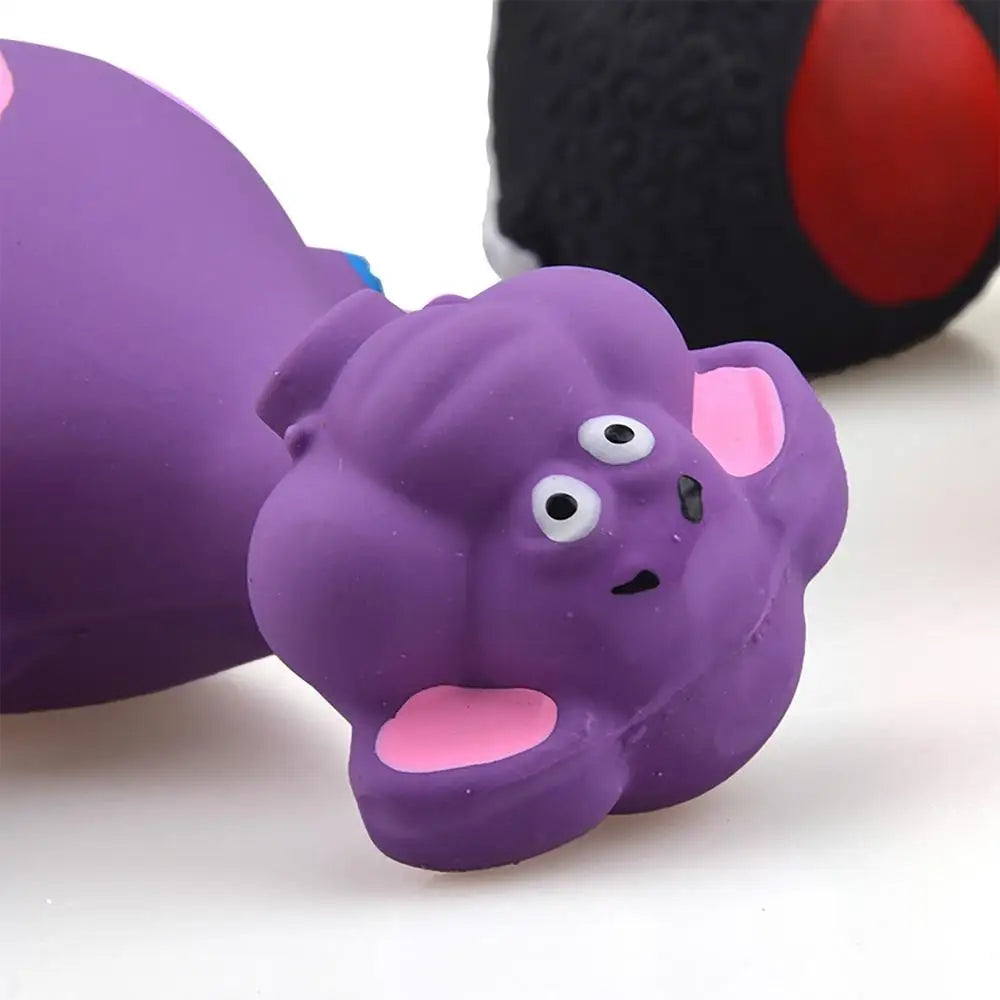 Squeaky Dog Toys Latex Dog Chew Toy Animal Bowling Shape Interactive Squeaky Puppy Toys For Pet Dog Training Playing Chewing