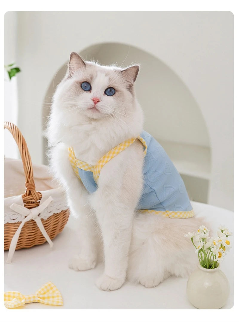 Sweetheart Bow Tie Hairpin Pet Dog Clothes Countryside Leisure Summer Vest for Small Puppy Soft Cotton Chihuahua Cat Clothing