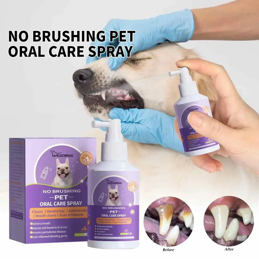 50ml Pet Oral Cleanse Spray Dogs Cats Teeth Clean Deodorant Prevent Calculus Remove Kitten Bad Breath Mouth Fresh Pet Supplies