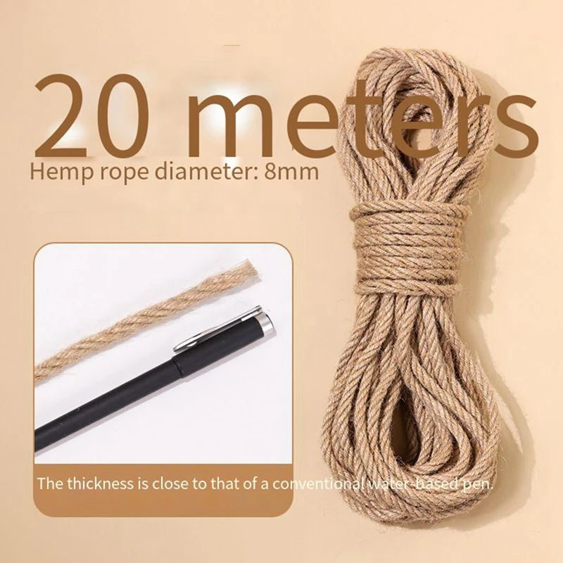 20/50M Cat Scratch Resistant Tight and Durable Scratch Pole Climbing Frame Fine Sword Hemp Rope Pet Cat Scratchers