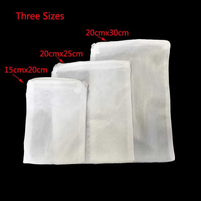 5Pcs White Dense Hole Filter Net Bag Mesh Bag Acquarium Pond For Bio Ball Carbon Media Ammonia Aquarium Fish Tank Isolation Bag