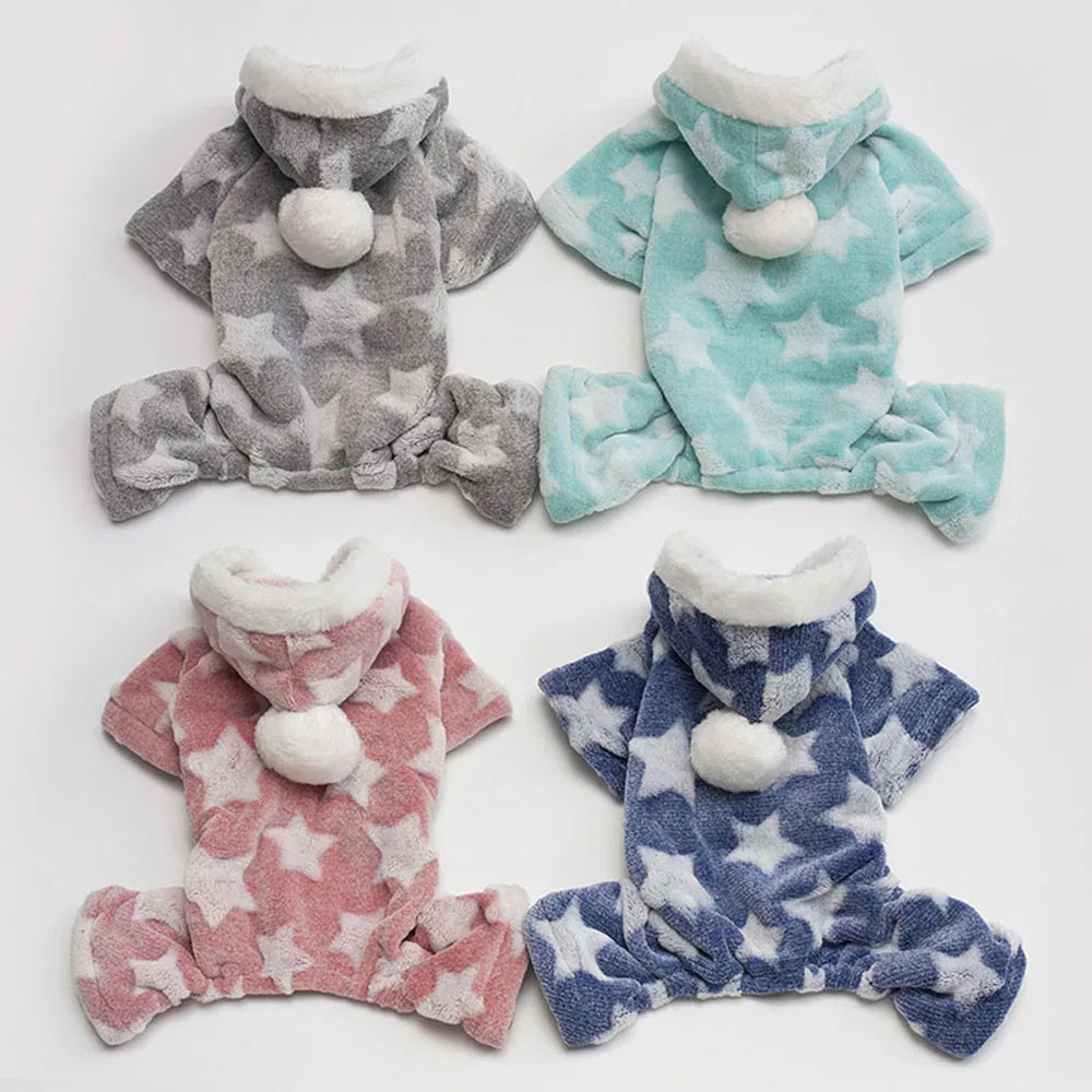 Soft Dog Pajamas Pjs Small Dogs Sweater Warm Doggy Winter Clothes Puppy Jumpsuit Flannel Onesie for Chihuahua Pet Cat Clothing