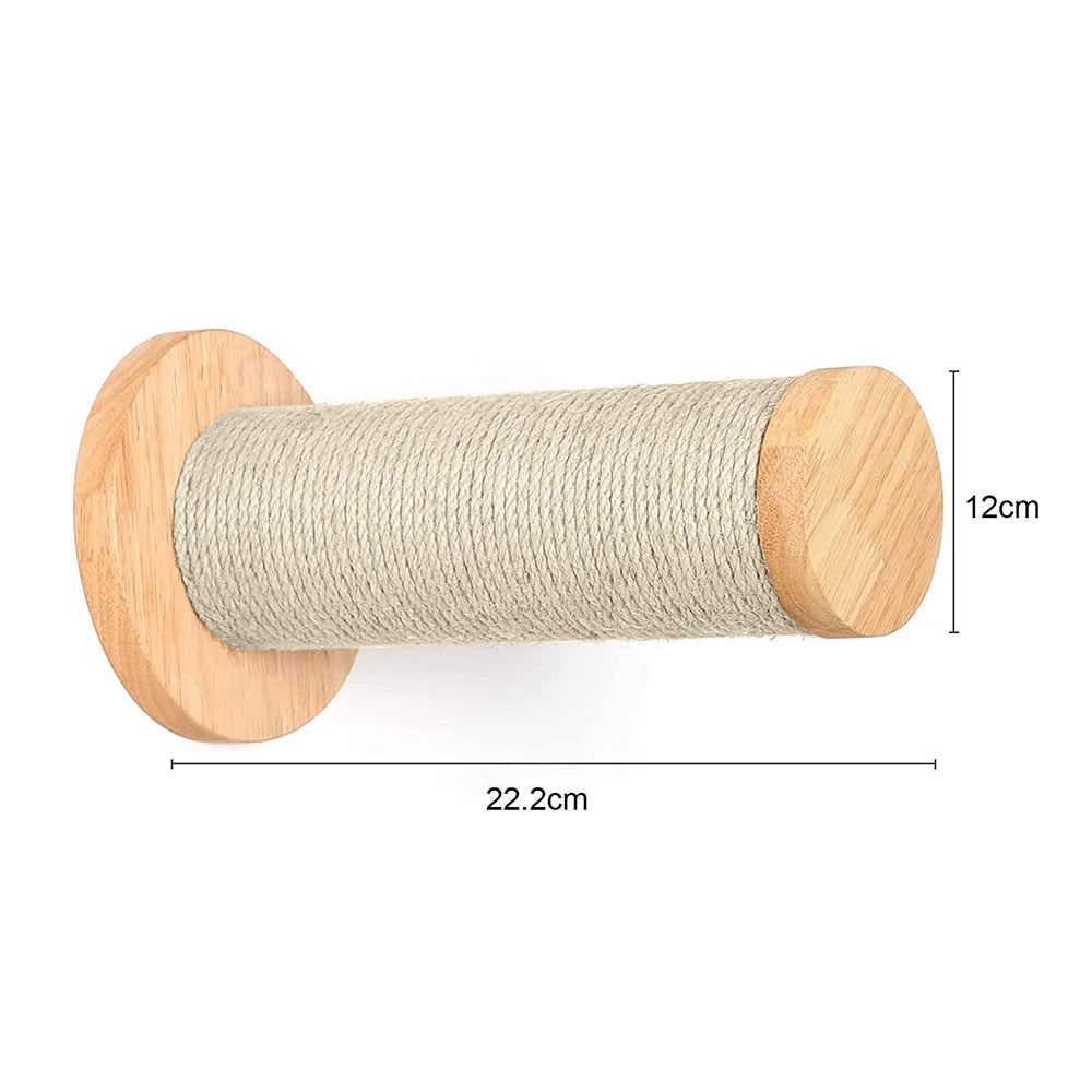 Cat Wall Climbing Shelves Wall Mounted Hammock Cat Scratching Post Wooden Stairway Shelves with Sisal Rope Ladder Wall Cat Tree