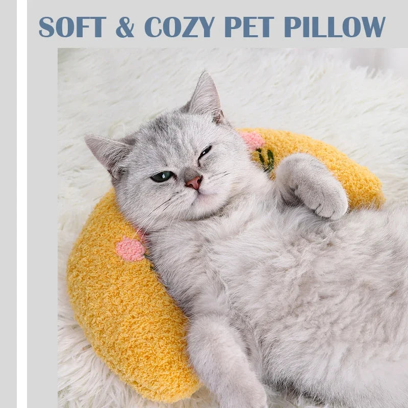 Small Pillow for Pet Cats Dogs Sleeping Mat Neck Guard U-shaped Pillow Soft and Thick Bite Resistant Winter Warm Comfort Pillow