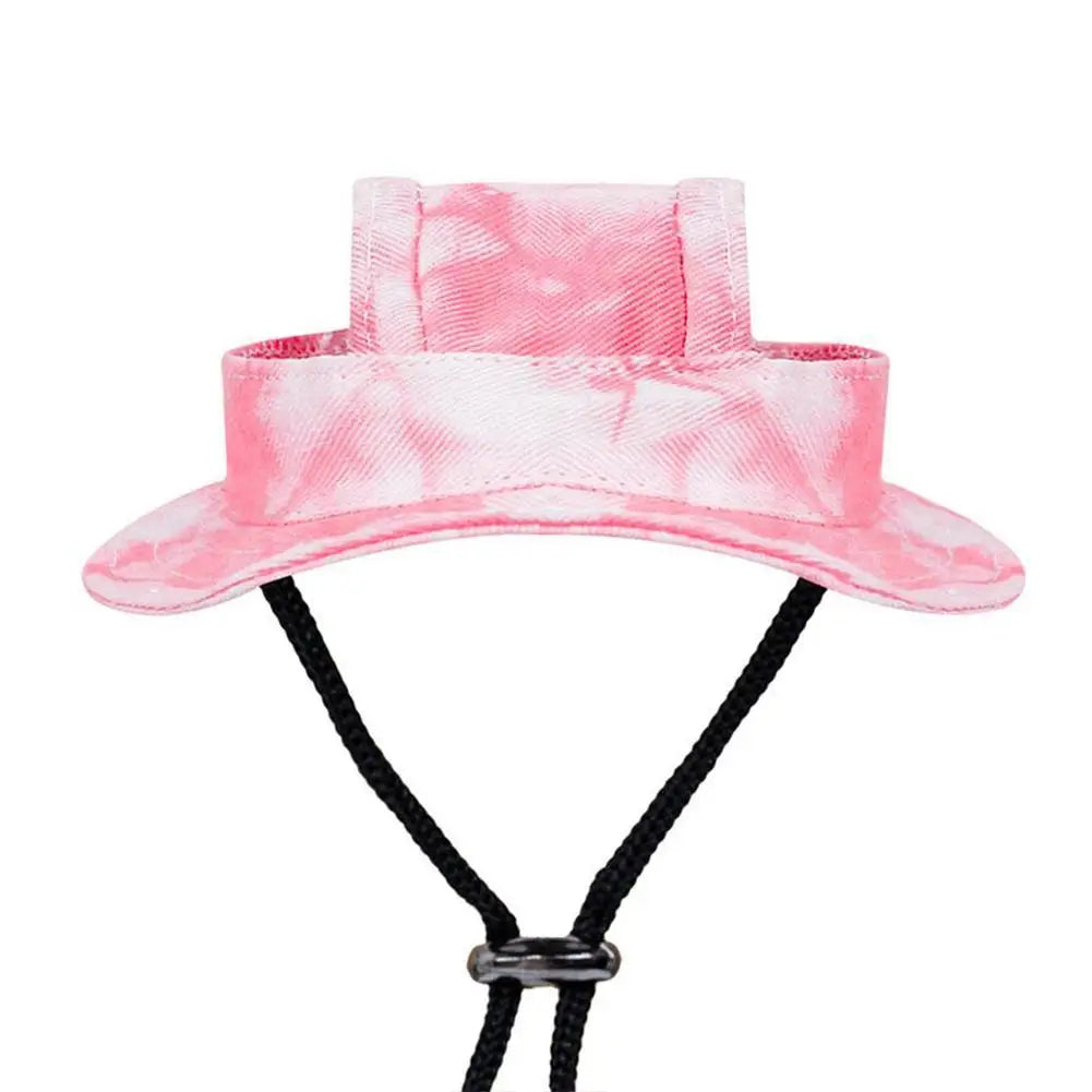 Dog And Cat Sun Hat Anti-strangle Hat Anti-fall Exposed Ears Adjustable Rope Buckle Bucket Hat Pet Supplies Colorful Large Size