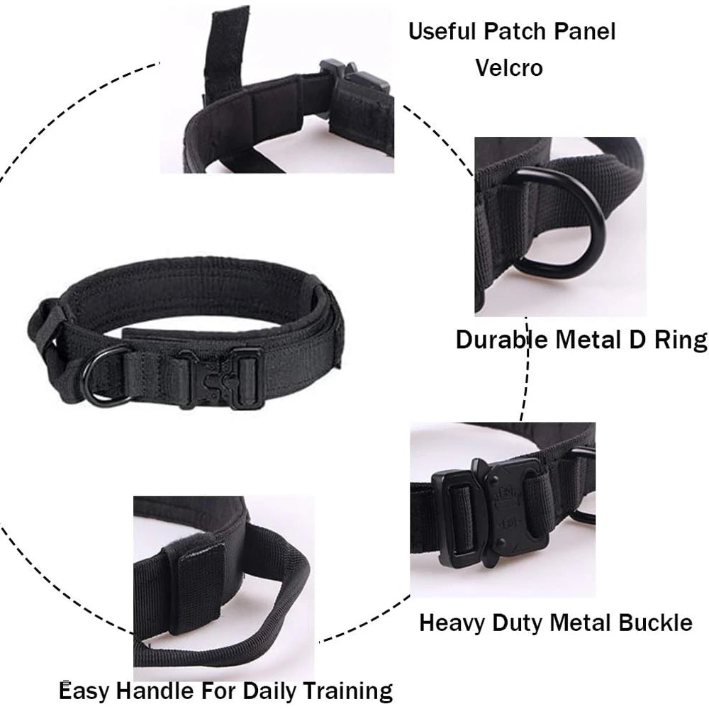 Dog Collar Durable Tactical Leash Set Adjustable Pet Collar Leash Medium Large Dog German Shepherd Training Accessories