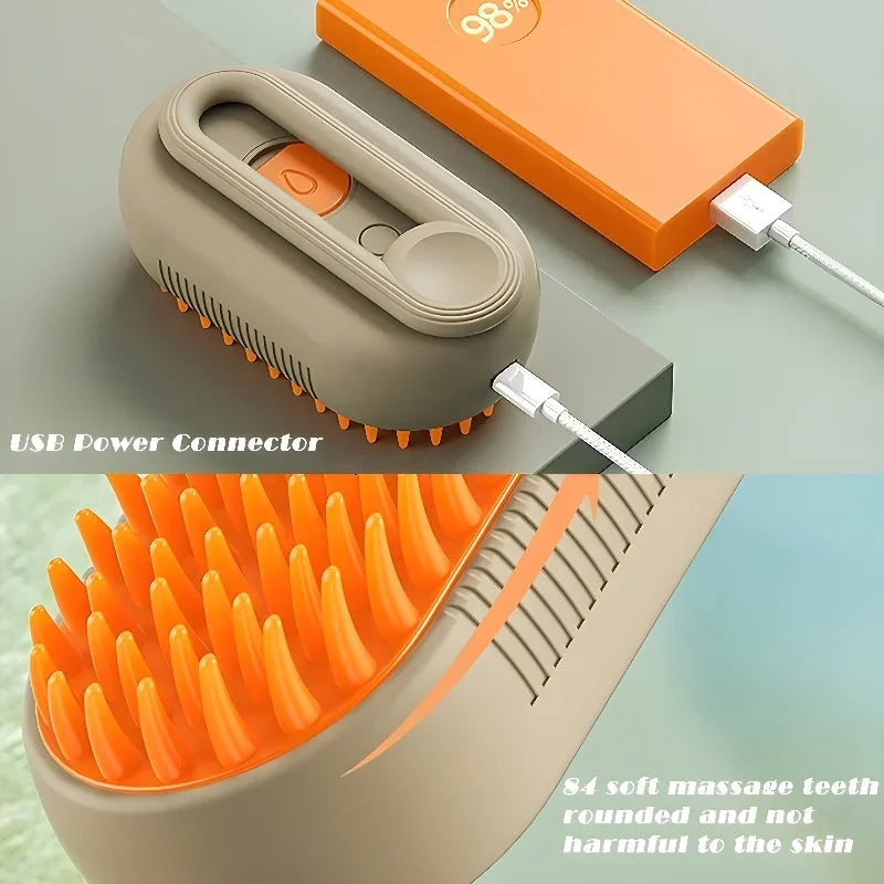 3 in 1 Pet Cat Dog Steamy Spray Cleaning Brush Electric Anti-splashing Hair Removal Massage Brush Pet Grooming Hair Removal Comb