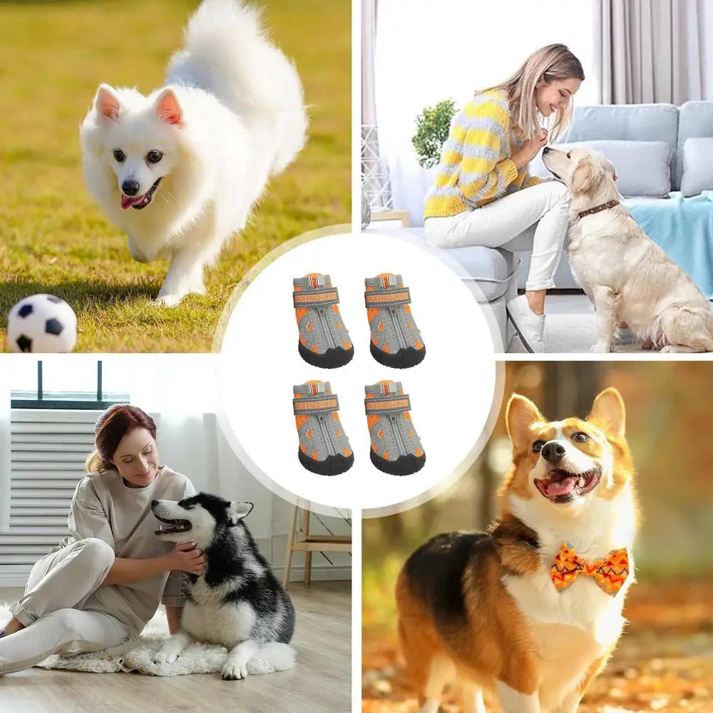 4PCS Dog Boots Dog Boots Paw Protector 5 Sizes Dog Boots With Rugged Rubber Sole Breathable Dog Boots Anti-slip For Summer