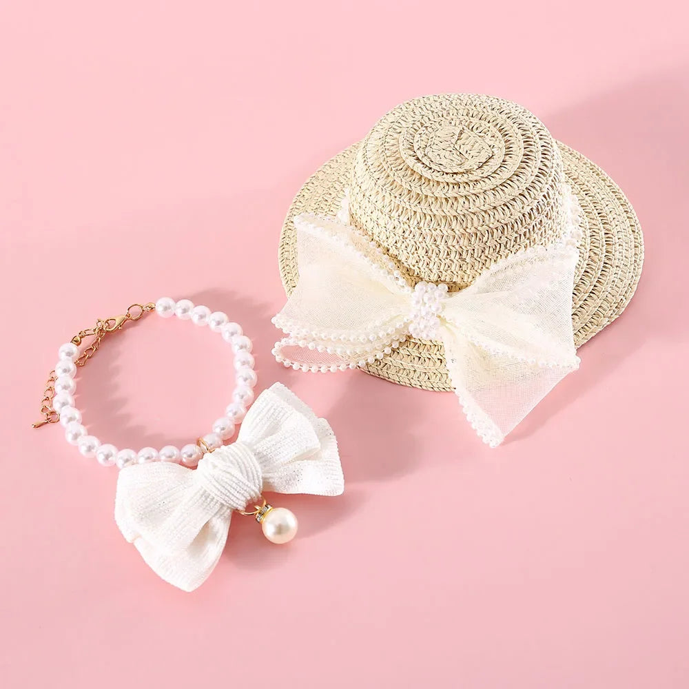 Dog Pearls Necklace Jewelry for Small Dog Puppy Cat Wedding Collar Chihuahua Yorkie Girl Pet Clothes Costume Outfits Accessories