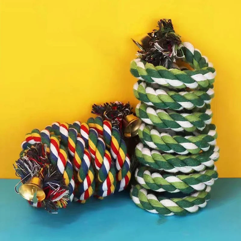 50/100/150/200cmParrot Bird Standing Toys Cotton Rope Colorful Toy Chew Perches for Bird Cage Standing Woven Rope Bird Accessory