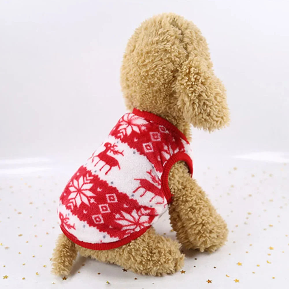 Christmas Dog Clothes Hoodie Pet Dog Sweater Flannel Antlers Scarf Winter Warm Small Dog Outfit Cat Hooded Clothing Costume Coat
