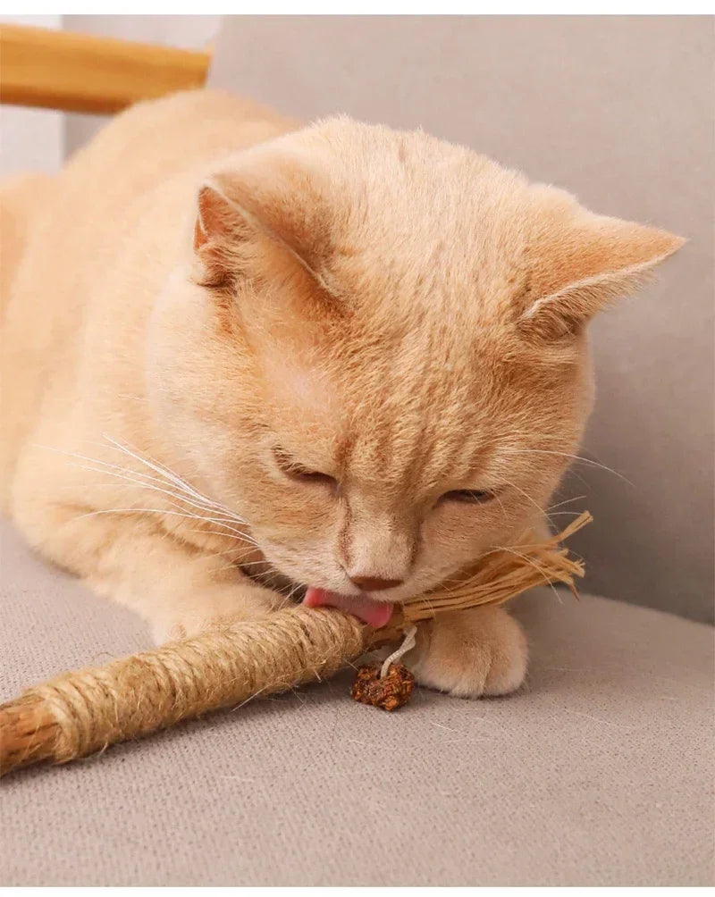 1 Pc Cat Toys Silvervine Chew Stick Polygonum Kitty Raffia Grass Pet Supplies Cleaning Teeth Stick Pet Bite Cat Toy Hemp Rope