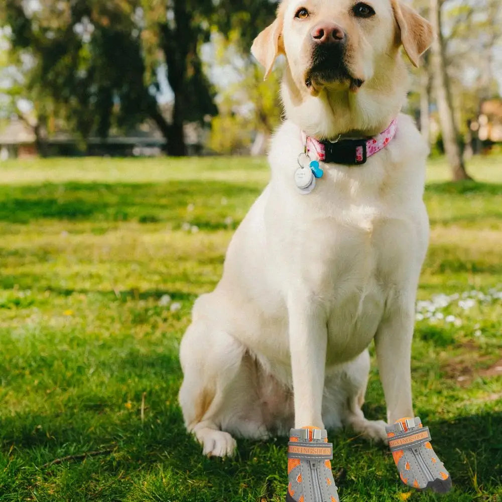 4PCS Dog Boots Dog Boots Paw Protector 5 Sizes Dog Boots With Rugged Rubber Sole Breathable Dog Boots Anti-slip For Summer