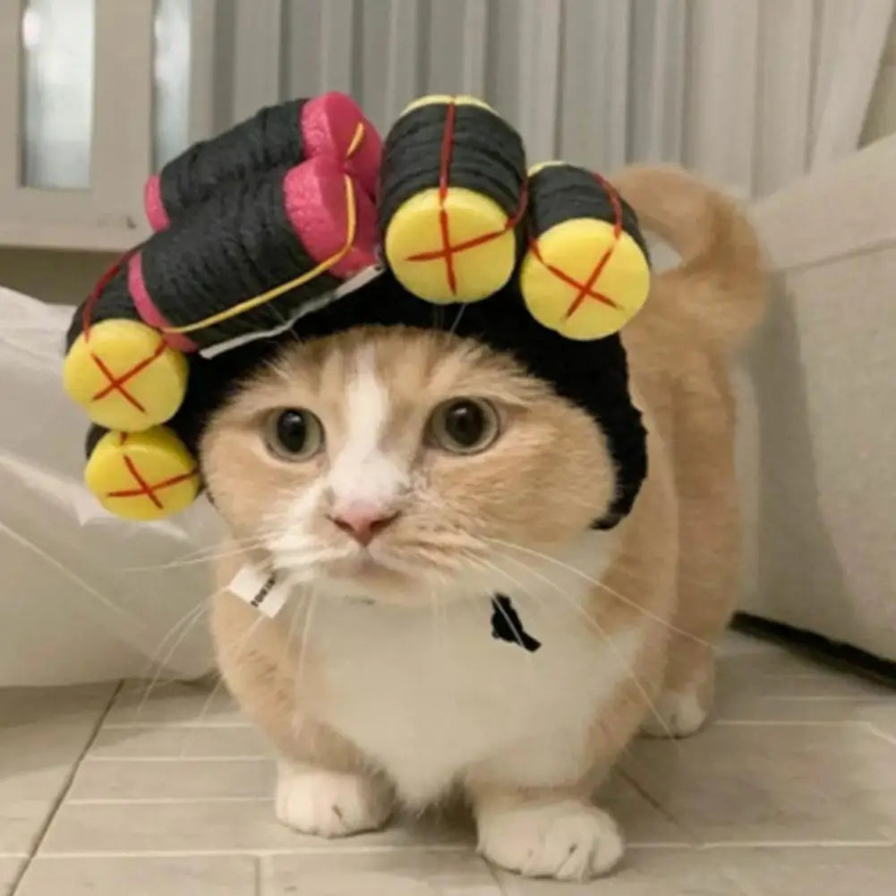 Cute Creative Pet Headdress Halloween Atmosphere Sense Wig Funny Pet Hat Pet Fashion Fun Curly Hair Photo Styling Headband Pet T