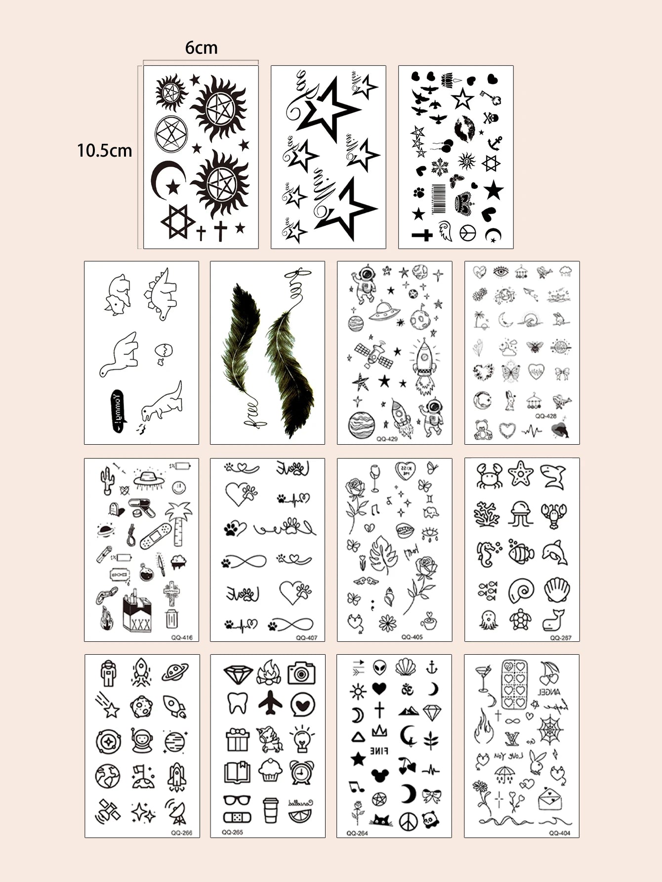 15pcs Waterproof Temporary Tattoo Sticker Starry Moon Flower Heart Flying Bird Fake Tatto Flash Tatoo finger Tato for Women Men