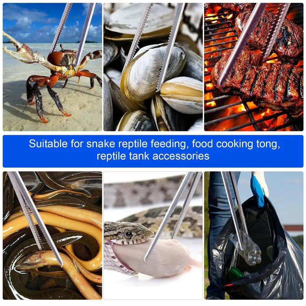 Stainless Steel Reptile Feeder 15 Inches Anti-Skid Feeding Tongs Aquascaping Tools For Hold Worm Steel Reptile Feeding Tong