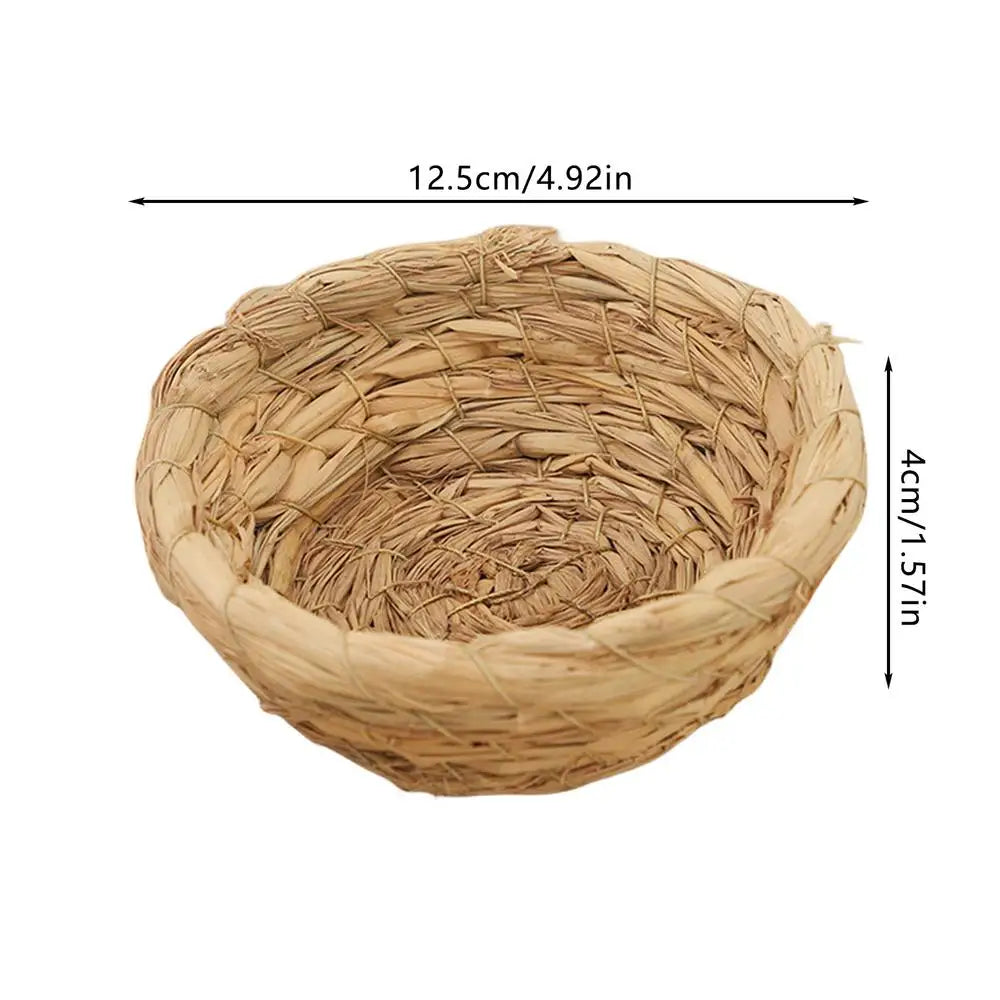 Breeding Nest For Birds Hand Woven Flat Base Straw Bird Nest Hatch House Bird Shelter Bird Cage Accessories Bird Hut