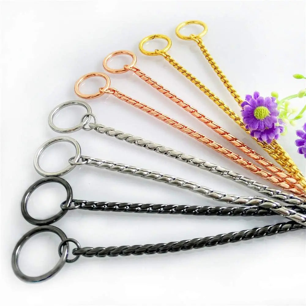 Metal Chain Dog Show Collar Pet Slip Collar for Shows Fine Brass Snake Choke Chain Collar Adjustable for Small Medium Large Dogs
