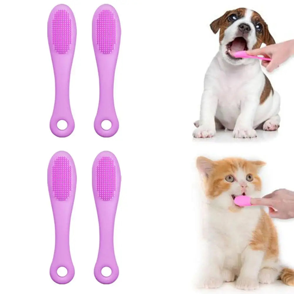 4pcs Pet Finger Toothbrush Cat Dog Silicone Toothbrush Comfortable And Safe Convenient And Easy To Use Keep Your Pet's Oral Heal