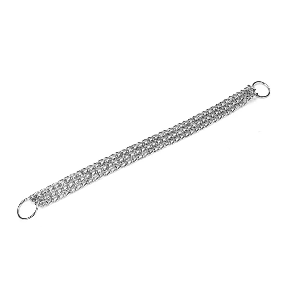 3 Rows Stainless Steel Dog Chain Collar Strong Metal Dog Chain Slip Pinch Choke Collar for Walking and Training Pet Pit-bull Dog