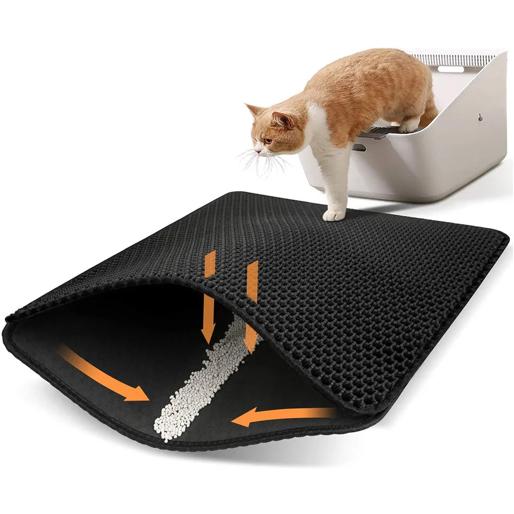 Pet Cat Litter Mat Waterproof Double Layer Pet Litter Box Mat Non-slip Sand Cat Pad Washable Bed Mat Clean Pad Products for Cat