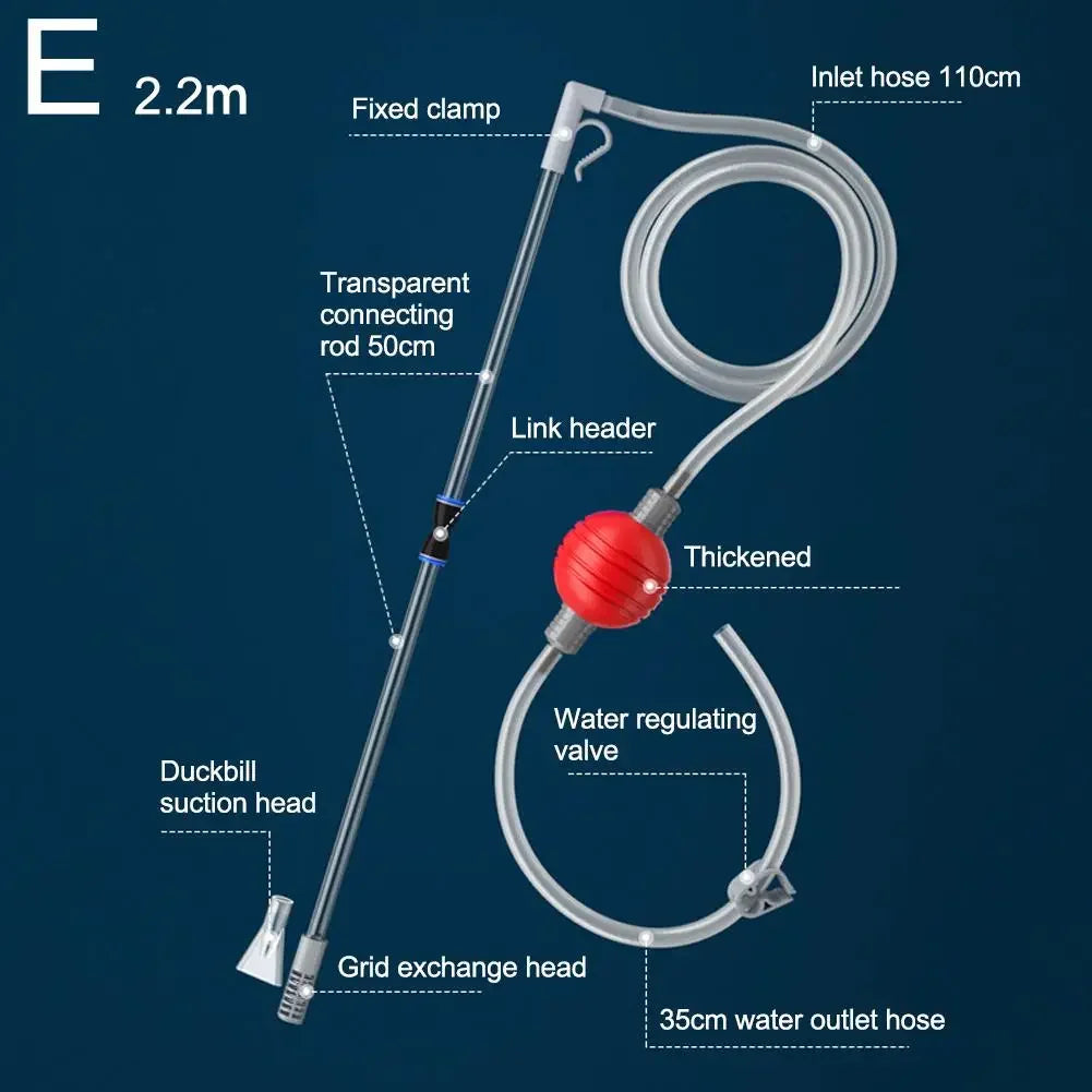 Fish Tank Water Changer Aquarium Siphon Vacuum Gravel Manure Suction Change Pipe Cleaning Kit Water Sand Tool Sand Cleaning K2X7