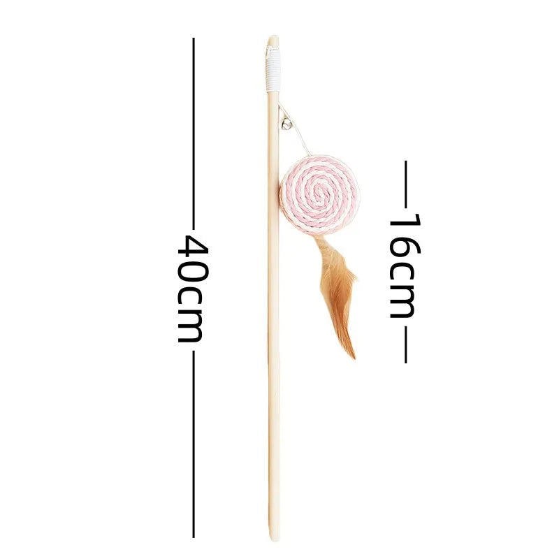 Cat Toy Cat Teaser Sticks Wooden Pole Tease Cat Stick Mouse Bell Tease Cat Stick Cat Self Hi Interactive Cat Toy