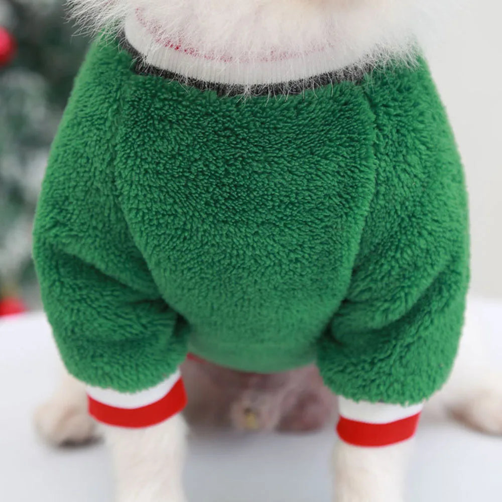Christmas Dog Clothes Hoodie Pet Dog Sweater Flannel Antlers Scarf Winter Warm Small Dog Outfit Cat Hooded Clothing Costume Coat