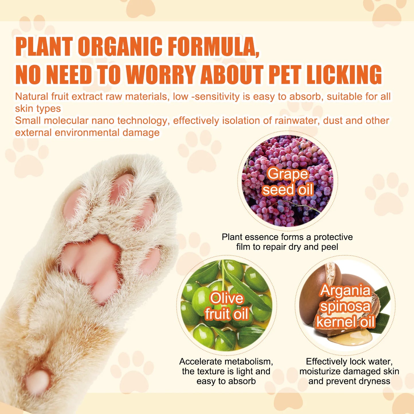 Paw Balm for Cats 50g Cat Dog Paw Protective Cream Pet Nose Protector Moisturizer Pet Crack Feet Repair Accessories for Cats