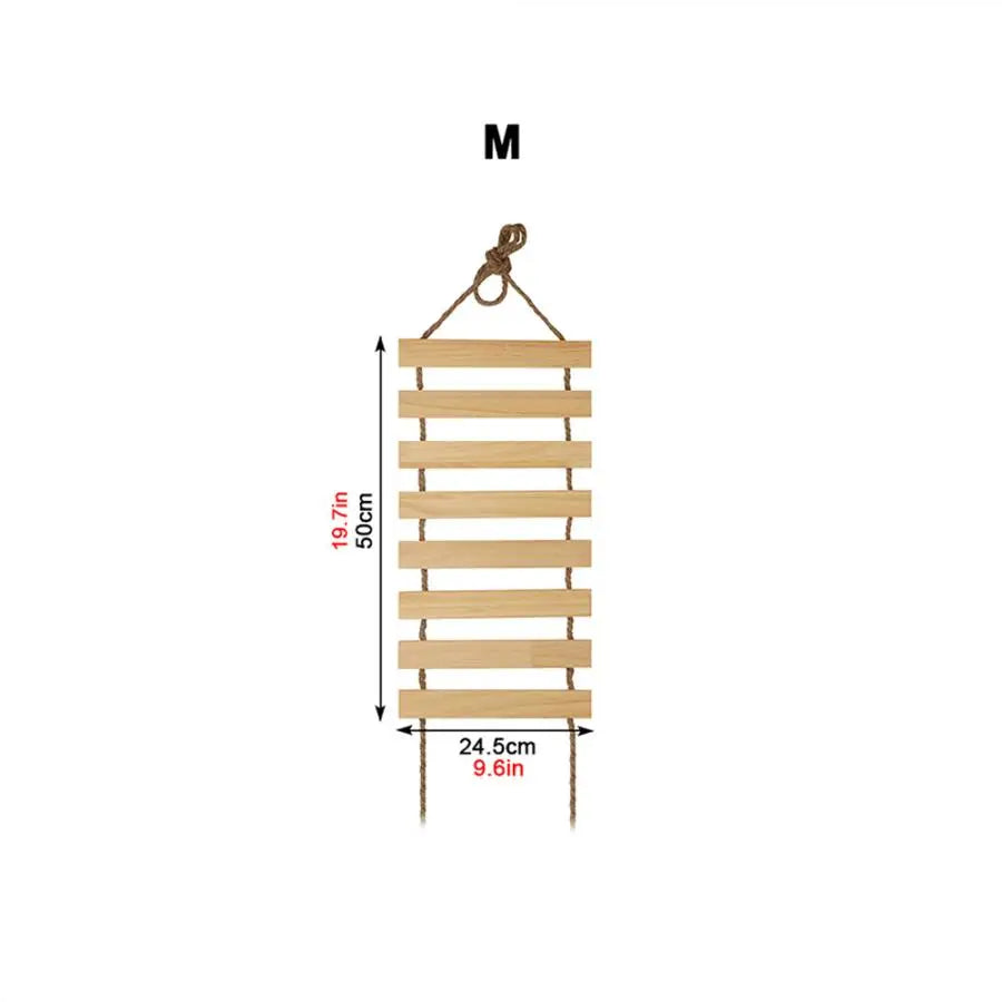 1PC Wall Mounted Cat Climbing Shelf Cat Sisal Wooden Ladder Bridge with Hammock and Jumping Platform for Kitten Playing and Rest