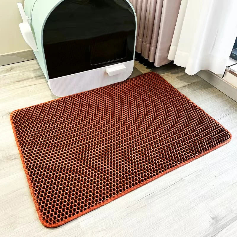 1pc, Cat Litter Mat, Cat Waterproof Litter Trapping Mat,Double Layer Filter Washable Non Slip Cat Mat For Cleaning, Pet Supplies