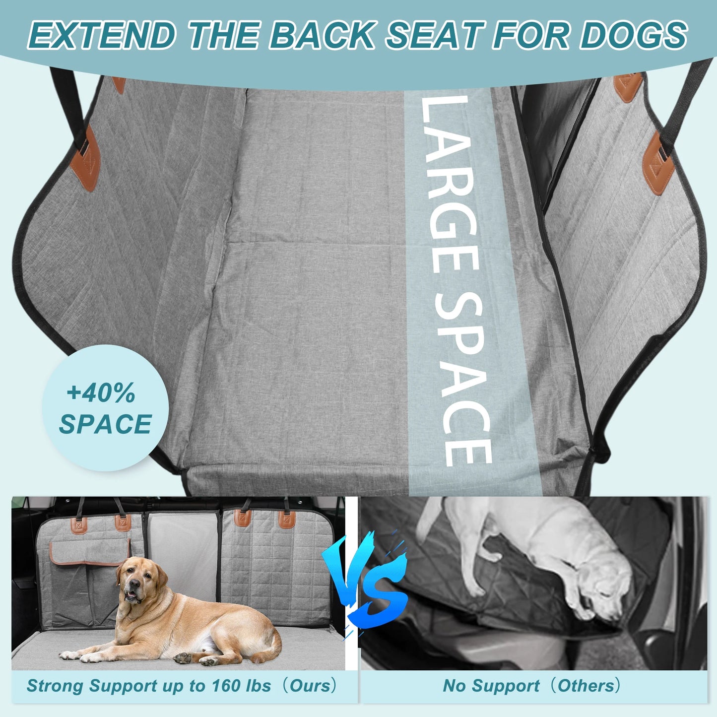 UXCELL Dog Car Seat Cover for Back Seat Waterproof Pet Seat Protector Casual Silod Travel Mats for Dogs Cats